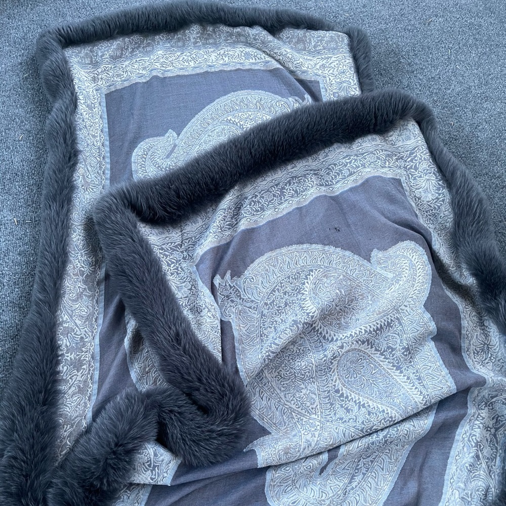 Handmade Real Fur Trim Scarf